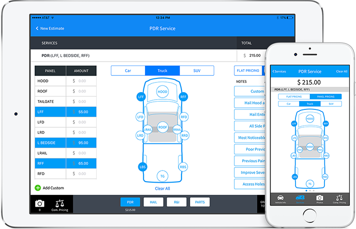 dent and ding route PDR mobile tech rx